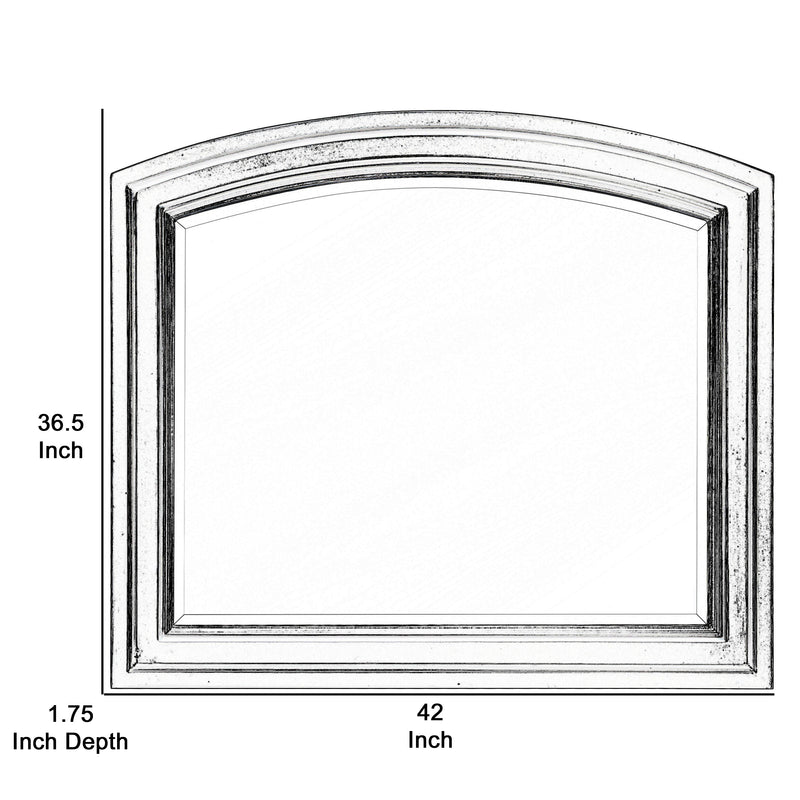 Wooden Mirror With Raised Edges And Curved Top Black-zoom-