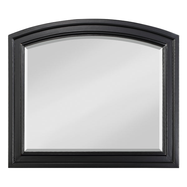 Wooden Mirror With Raised Edges And Curved Top Black