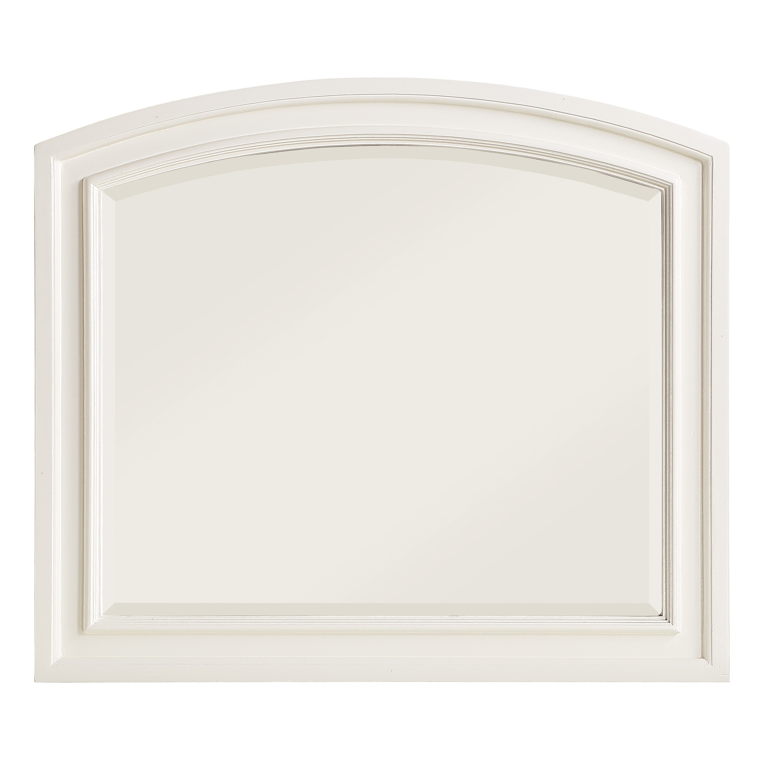 Wooden Mirror With Raised Edges And Curved Top White-zoom-1