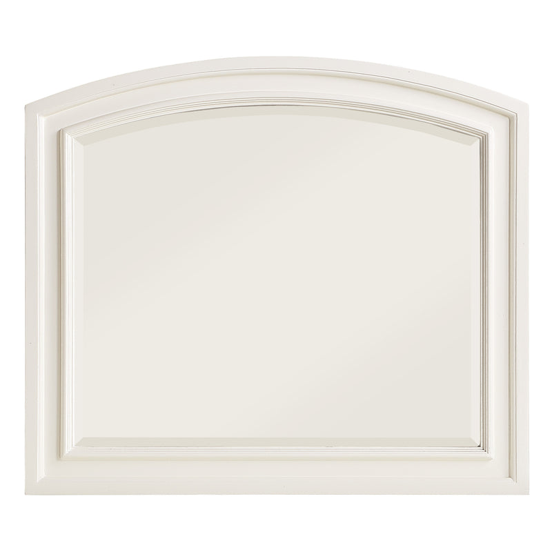 Wooden Mirror With Raised Edges And Curved Top White-zoom-