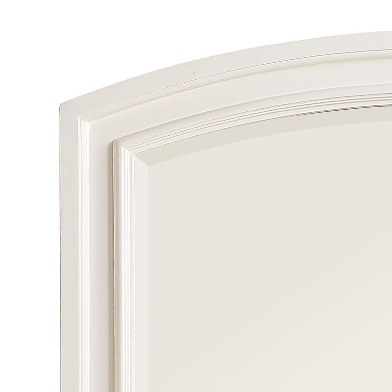 Wooden Mirror With Raised Edges And Curved Top White-zoom-