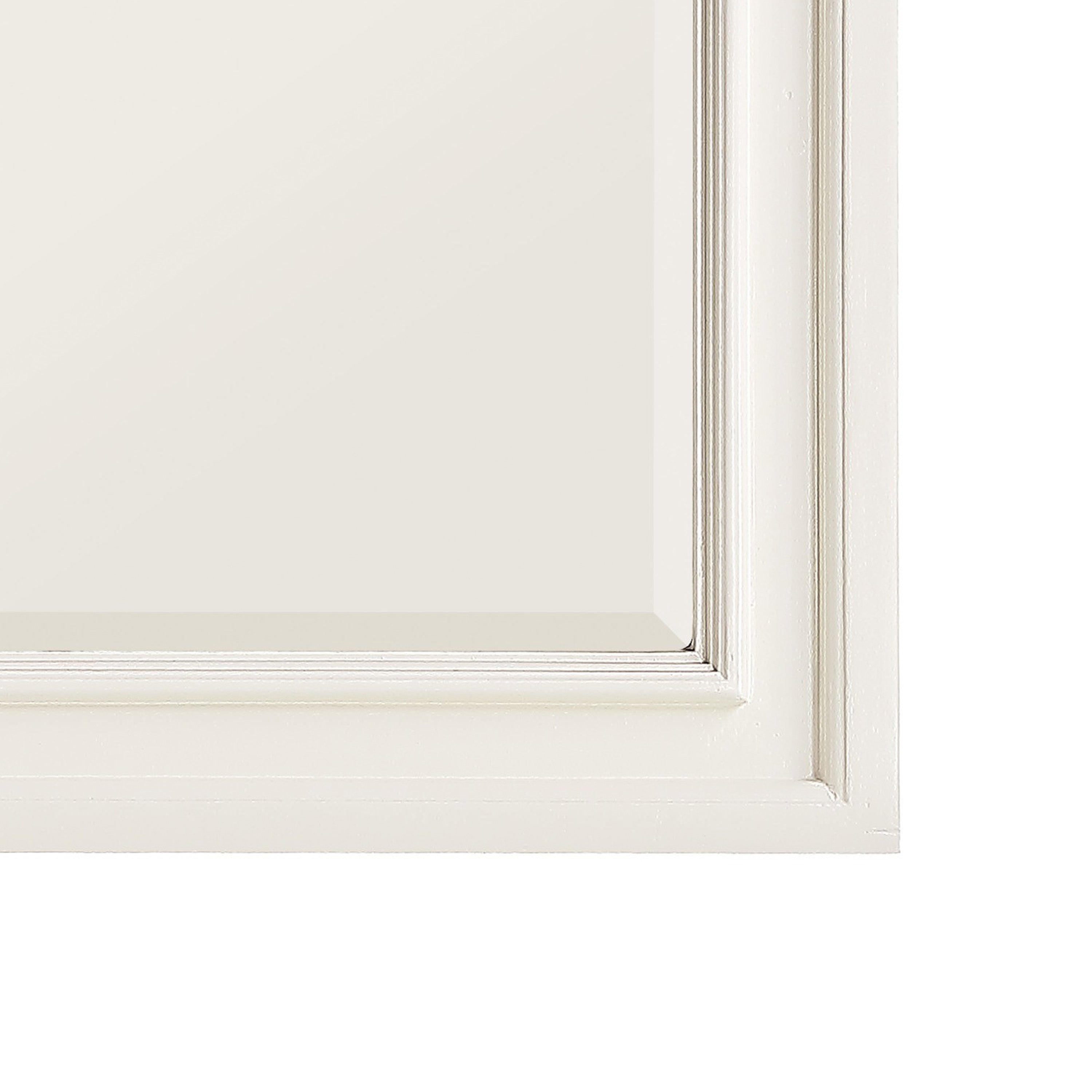 Wooden Mirror With Raised Edges And Curved Top White-zoom-4