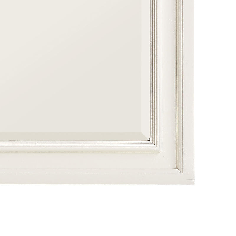 Wooden Mirror With Raised Edges And Curved Top White-zoom-