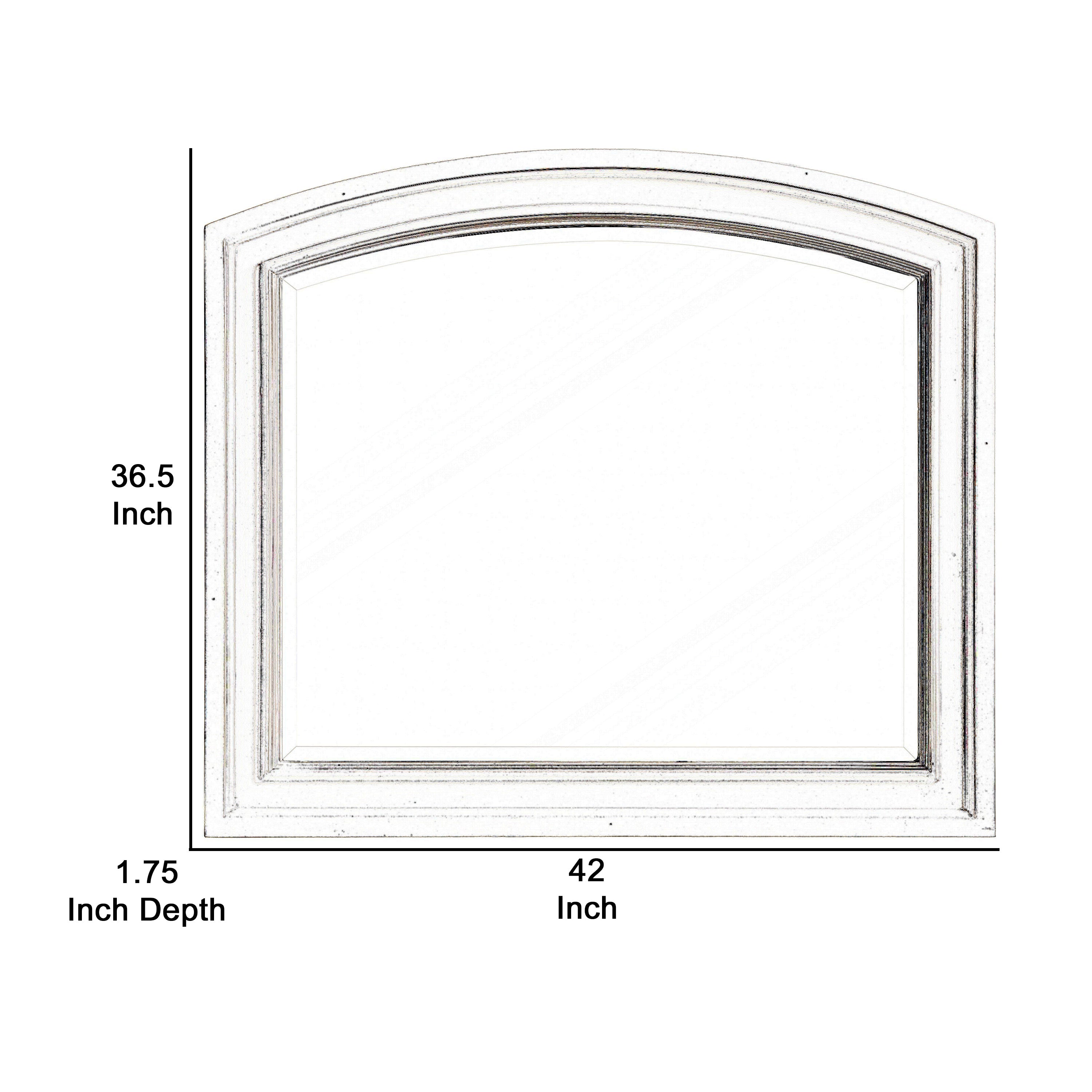 Wooden Mirror With Raised Edges And Curved Top White-zoom-5