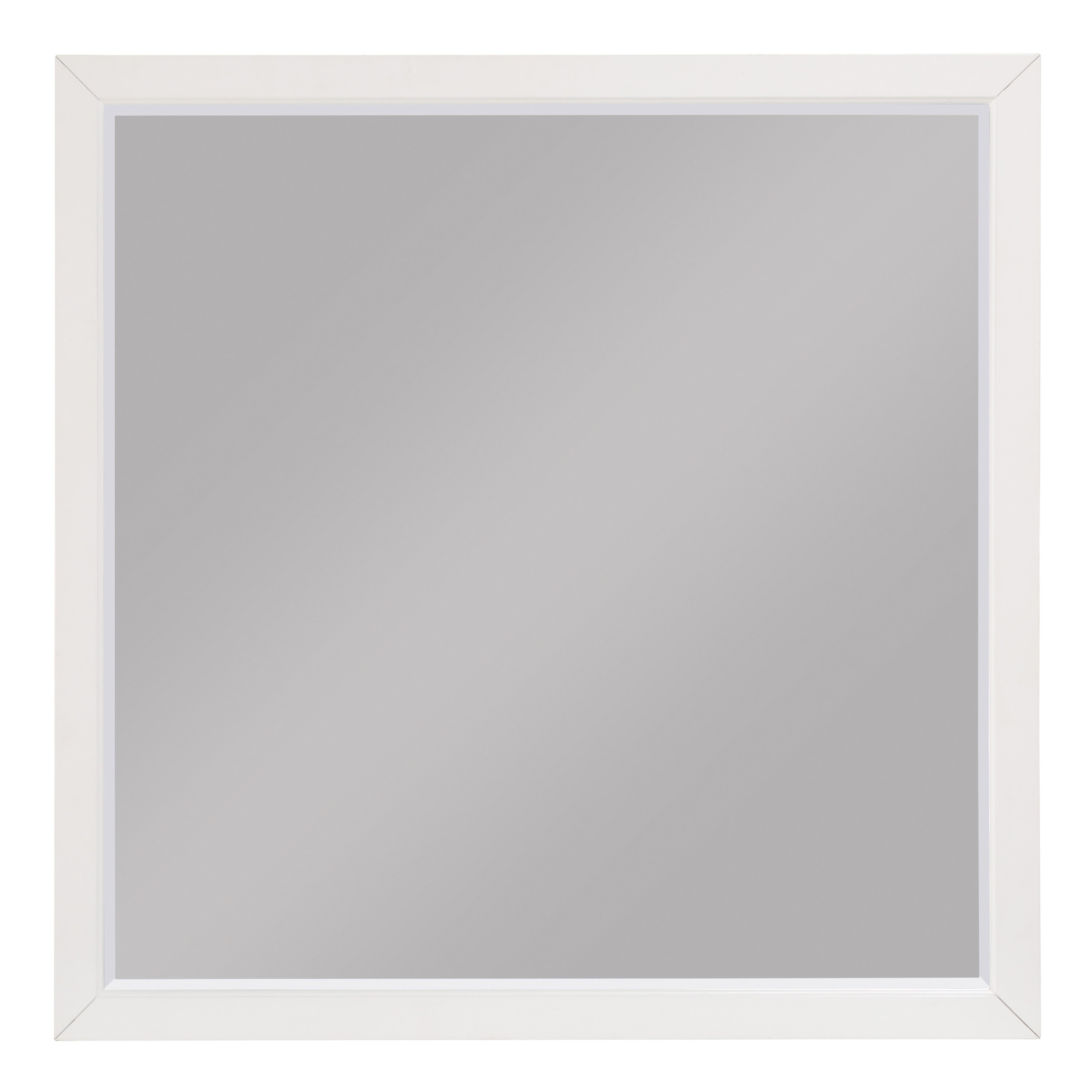 Transitional Style Square Wooden Frame Mirror White-zoom-1