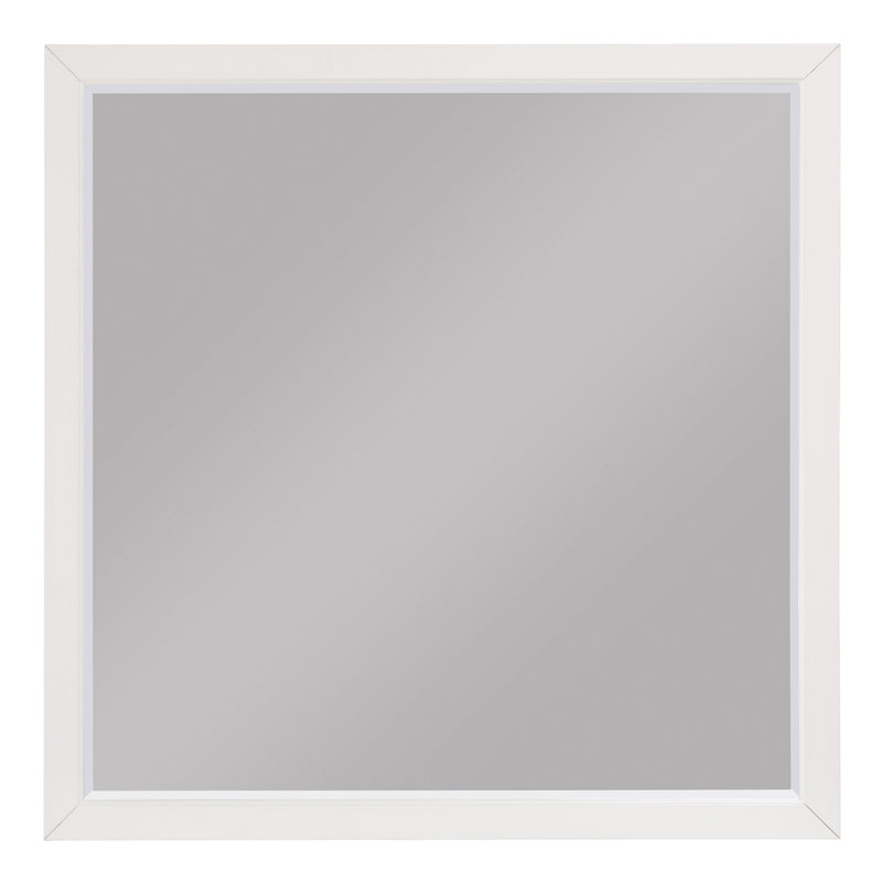 Transitional Style Square Wooden Frame Mirror White-zoom-