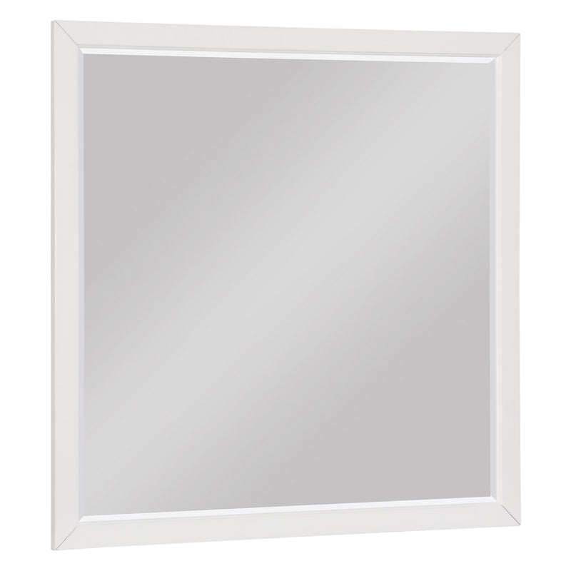 Transitional Style Square Wooden Frame Mirror White-zoom-