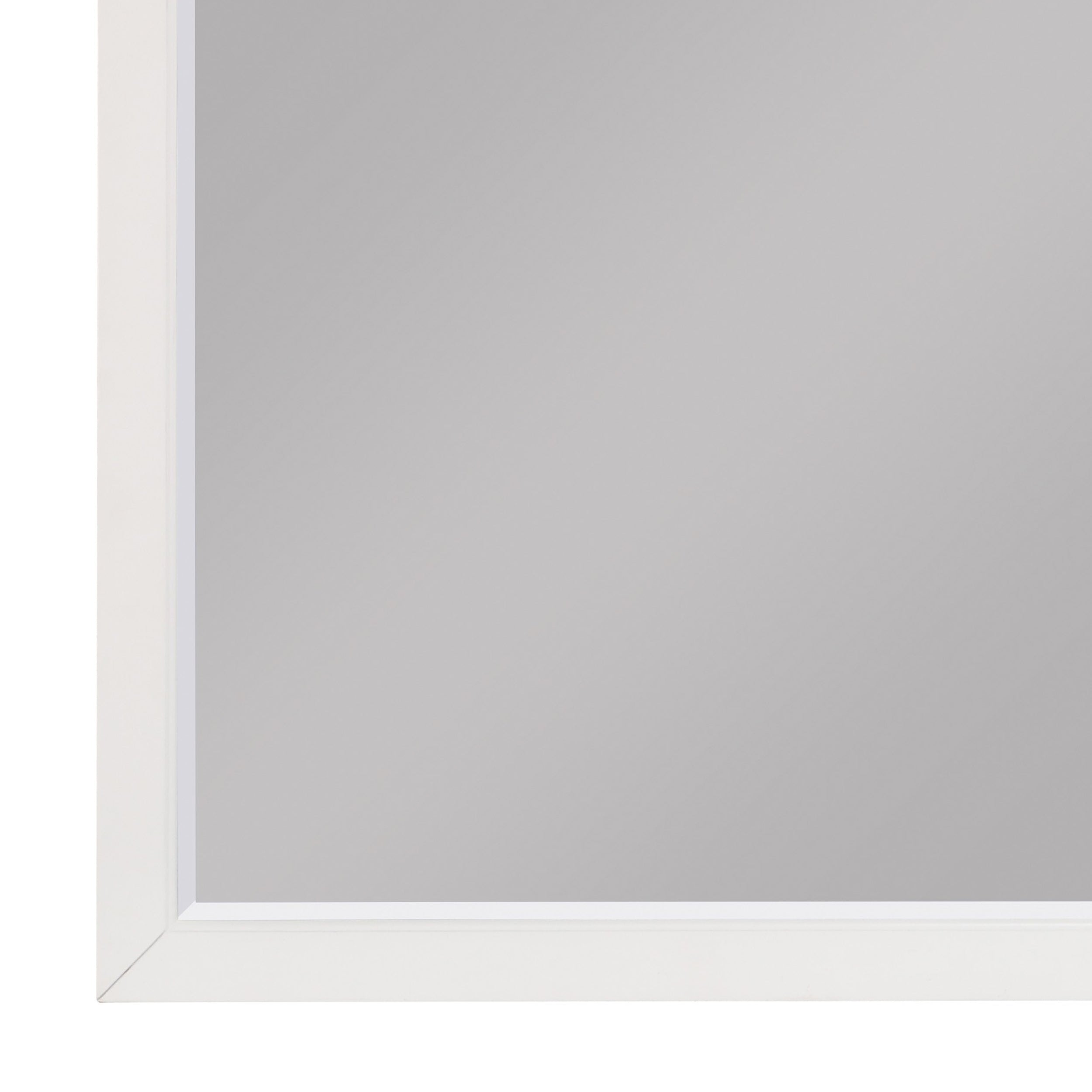 Transitional Style Square Wooden Frame Mirror White-zoom-3