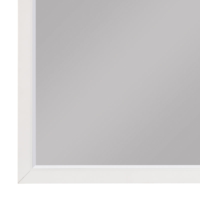 Transitional Style Square Wooden Frame Mirror White-zoom-