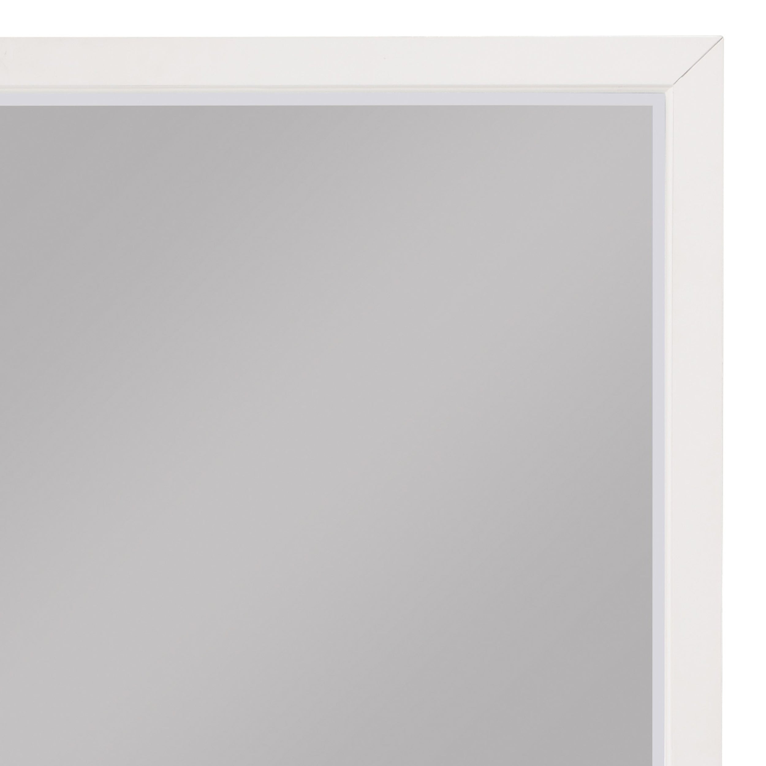 Transitional Style Square Wooden Frame Mirror White-zoom-4