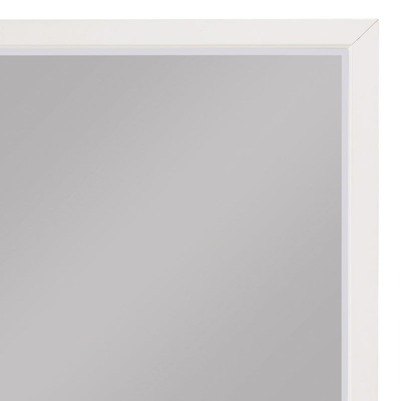 Transitional Style Square Wooden Frame Mirror White-zoom-