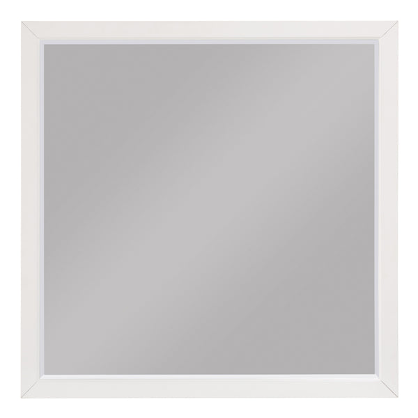 Transitional Style Square Wooden Frame Mirror White