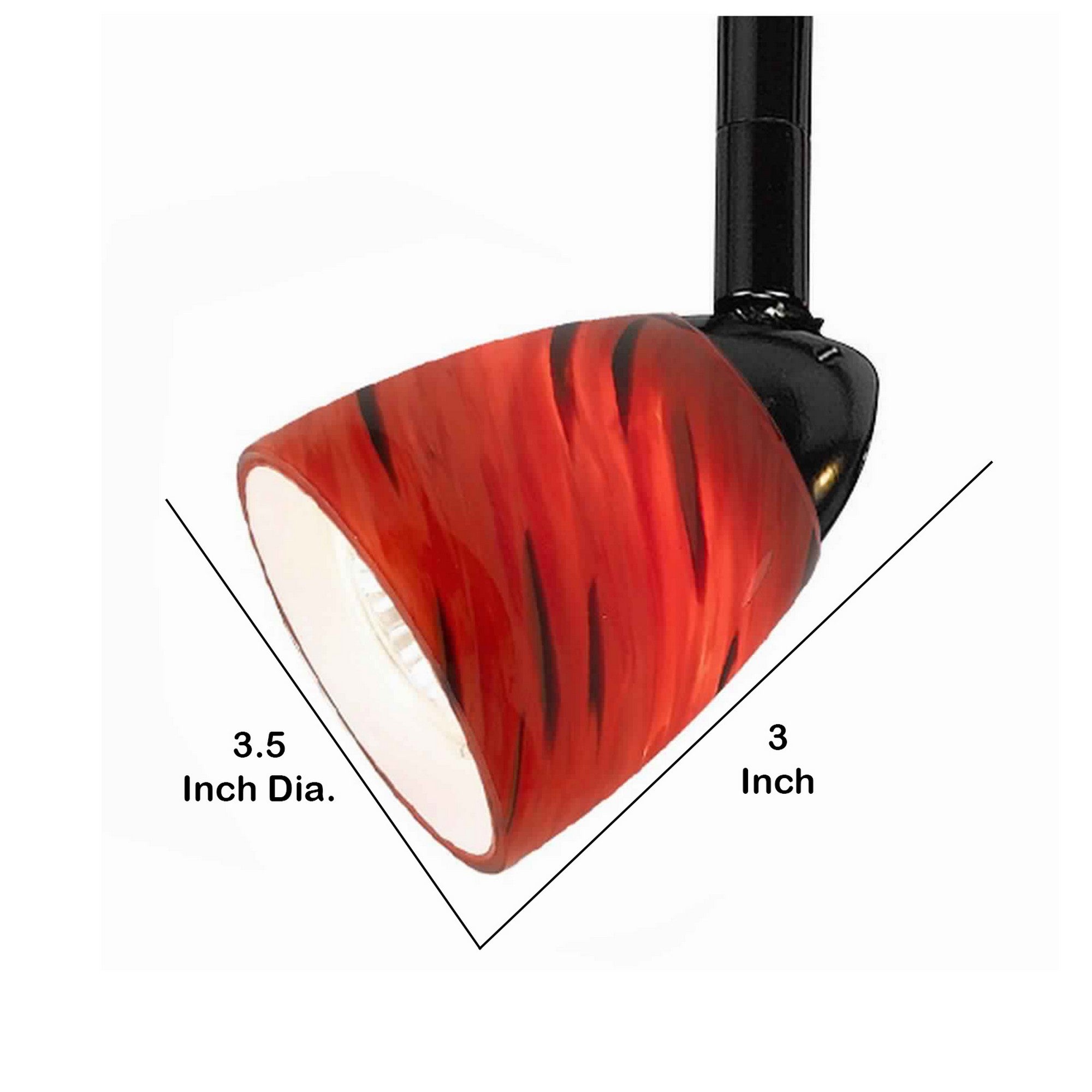 50 Watt Track Fixture with Handblown Glass Shade Black and Red-zoom-5