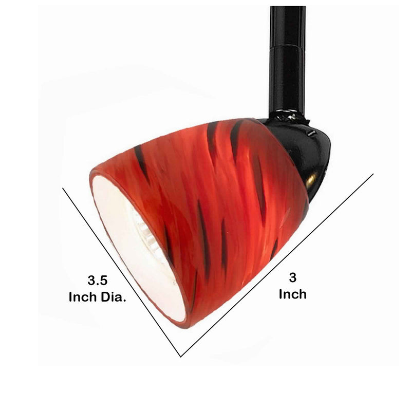 50 Watt Track Fixture with Handblown Glass Shade Black and Red-zoom-