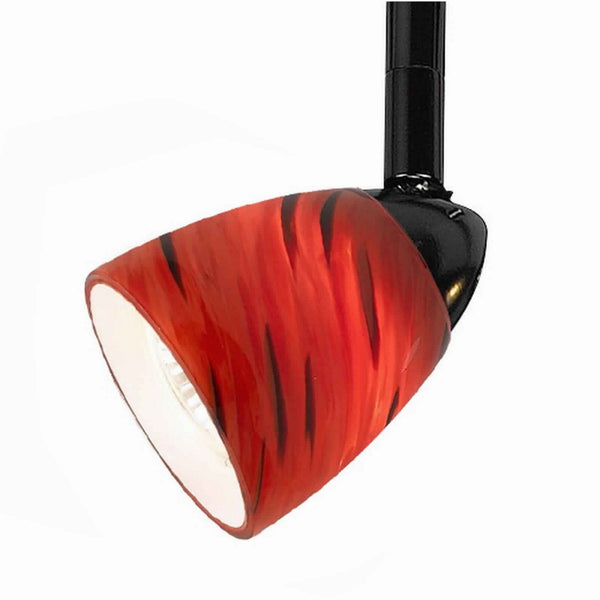 50 Watt Track Fixture with Handblown Glass Shade Black and Red