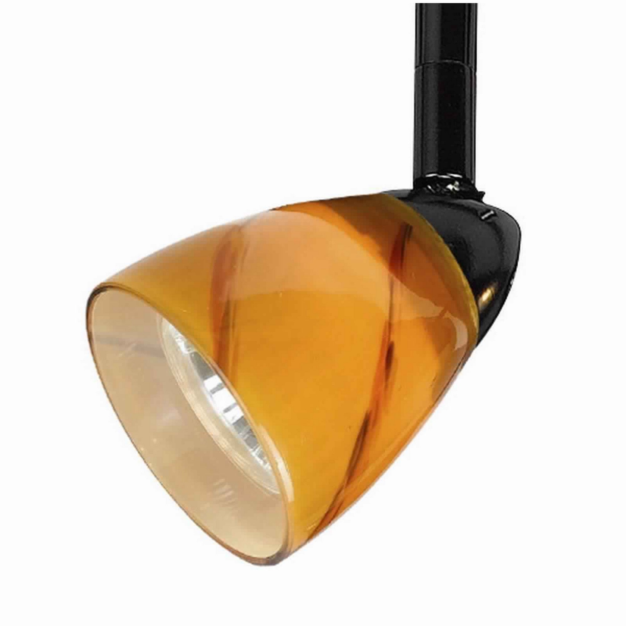 50 Watt Track Fixture with Handblown Glass Shade Black and Orange-zoom-1