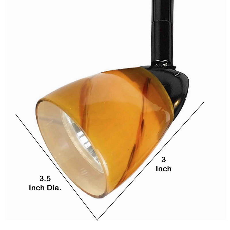 50 Watt Track Fixture with Handblown Glass Shade Black and Orange-zoom-