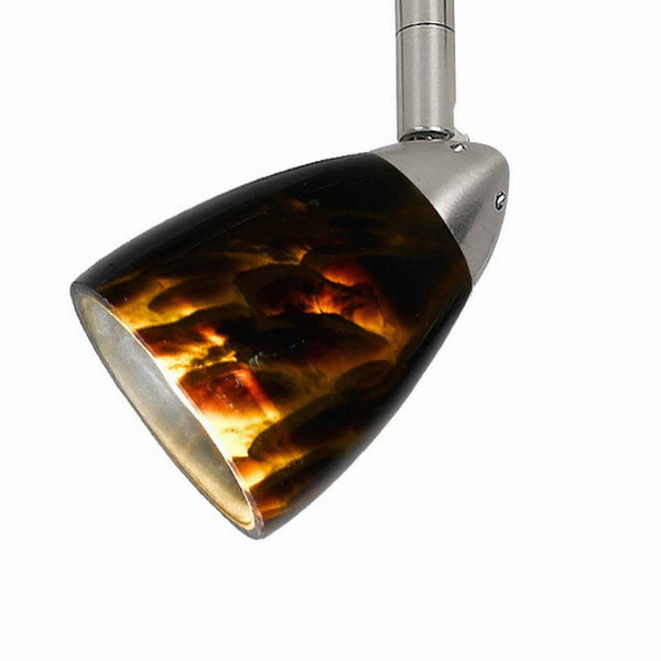 50 Watt Track Fixture with Handblown Glass Shade Silver and Brown