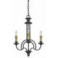 3 Bulb Candle Style Uplight Chandelier With Metal Frame Black And Brass