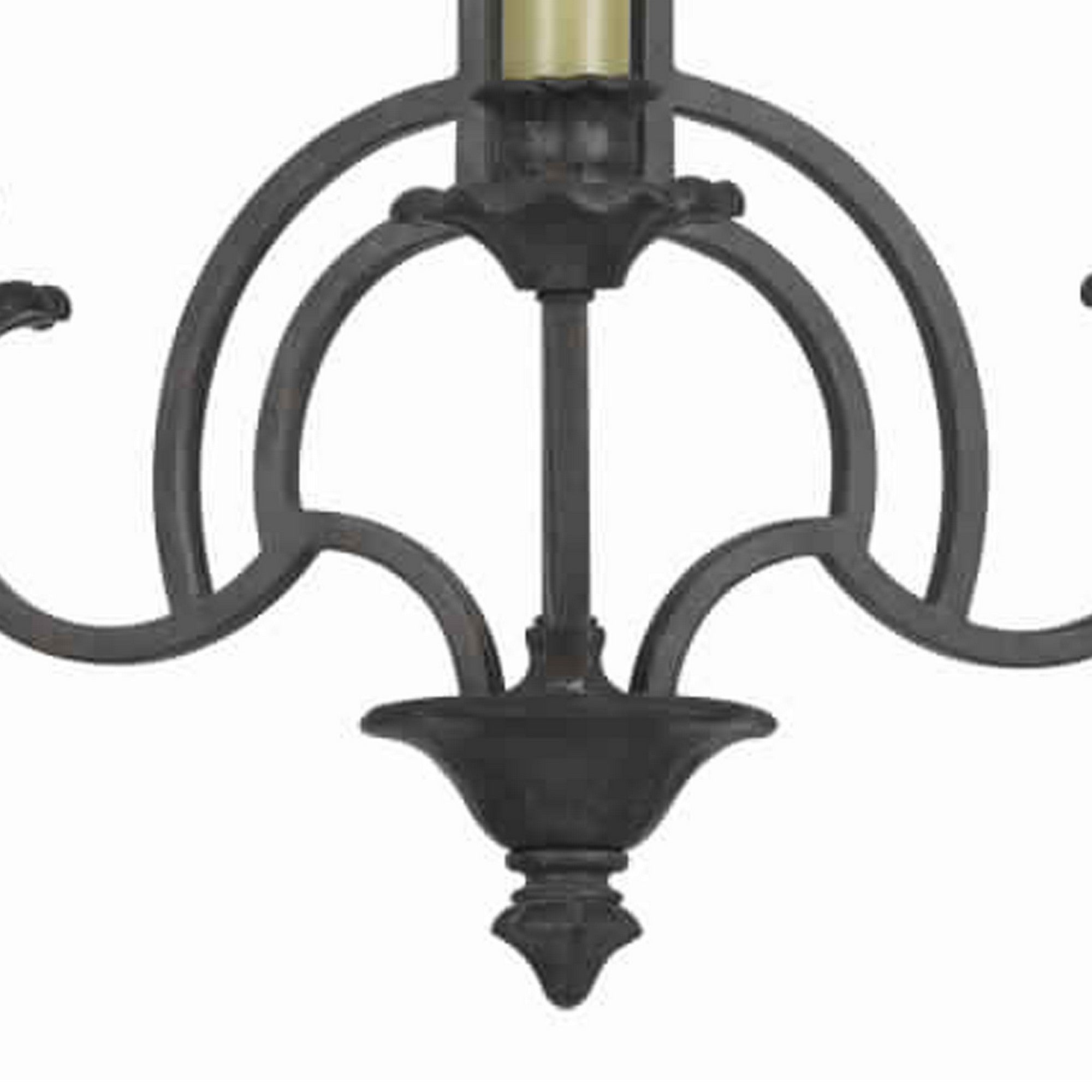 3 Bulb Candle Style Uplight Chandelier With Metal Frame Black And Brass-zoom-2