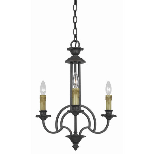 3 Bulb Candle Style Uplight Chandelier With Metal Frame Black And Brass