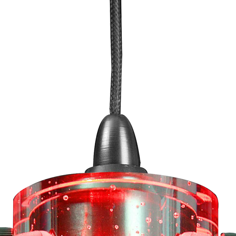 1.2 Watt LED Hanging Ceiling Lamp with Cylindrical Glass Shade Red-zoom-