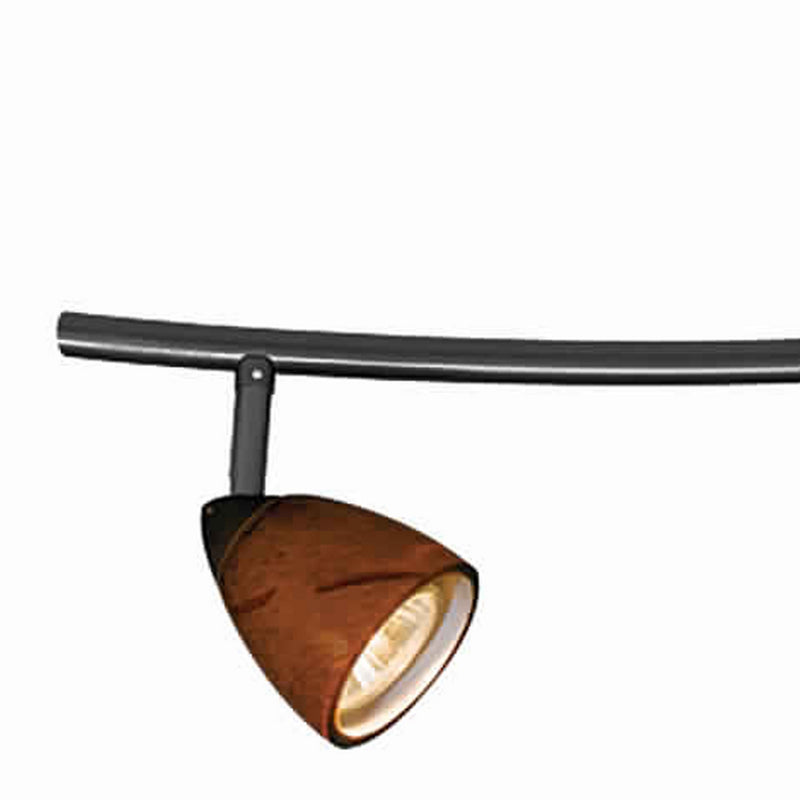 3 Light 120V Metal Track Light Fixture with Glass Shade Black and Brown-zoom-