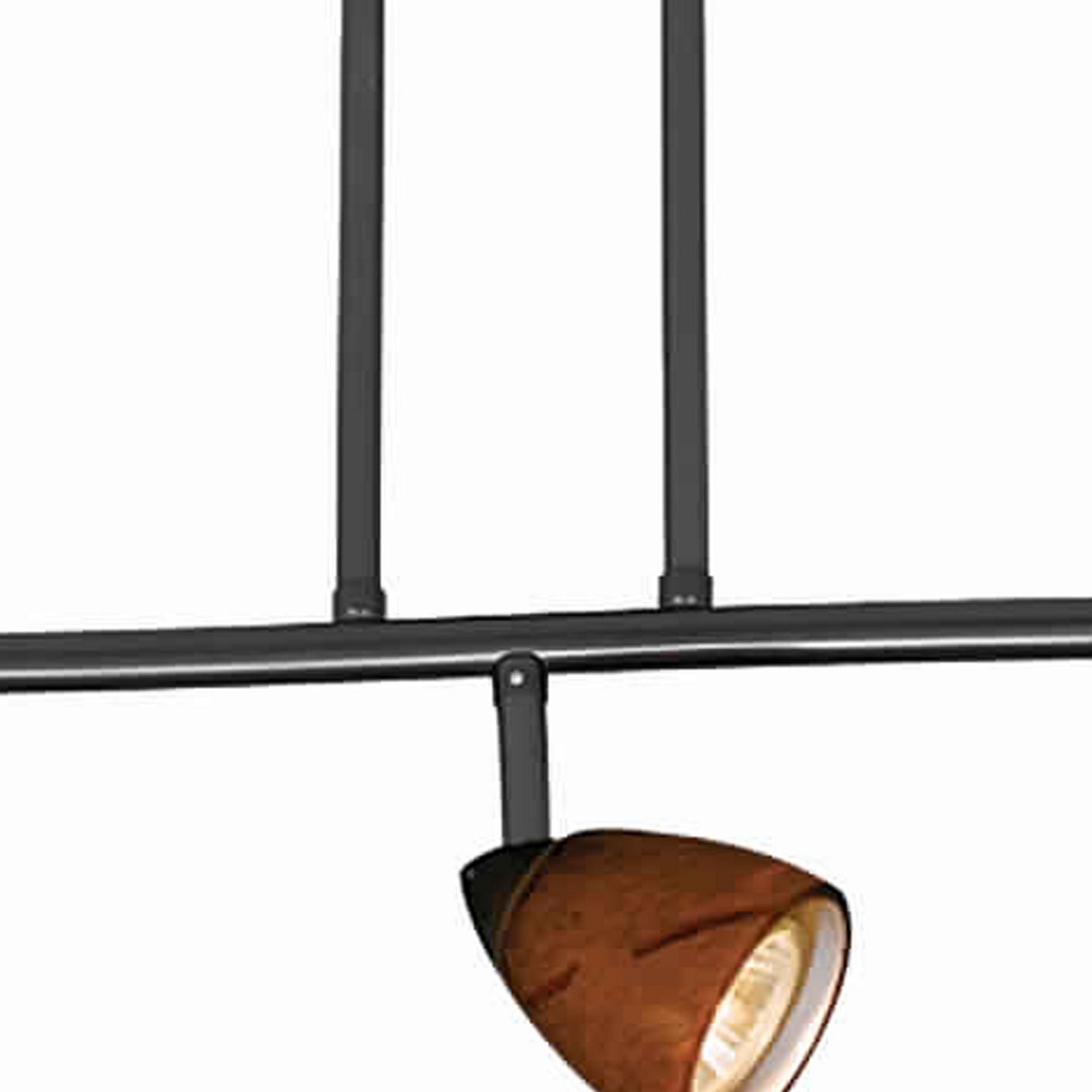 3 Light 120V Metal Track Light Fixture with Glass Shade Black and Brown-zoom-3