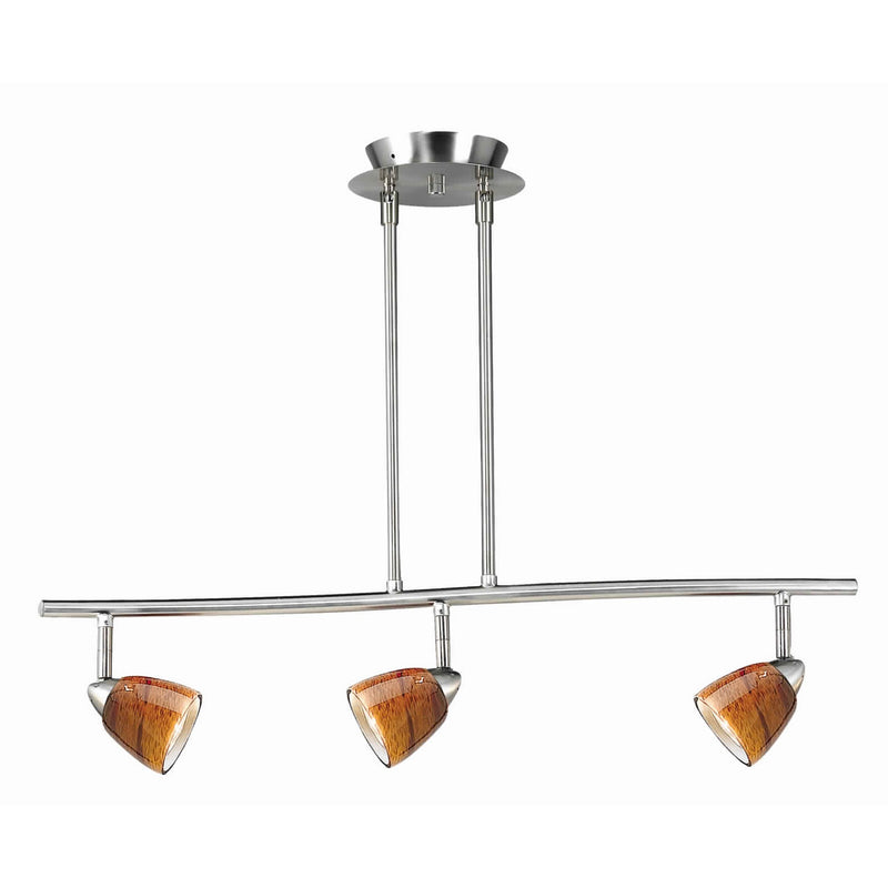 3 Light 120V Metal Track Light Fixture with Glass Shade Silver and Yellow-zoom-