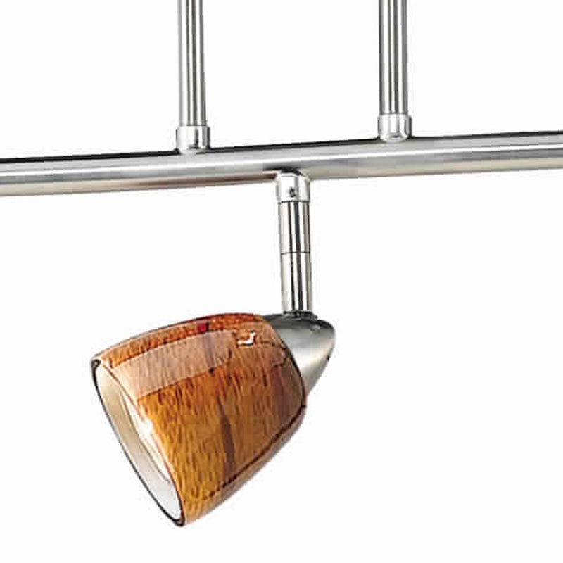 3 Light 120V Metal Track Light Fixture with Glass Shade Silver and Yellow-zoom-