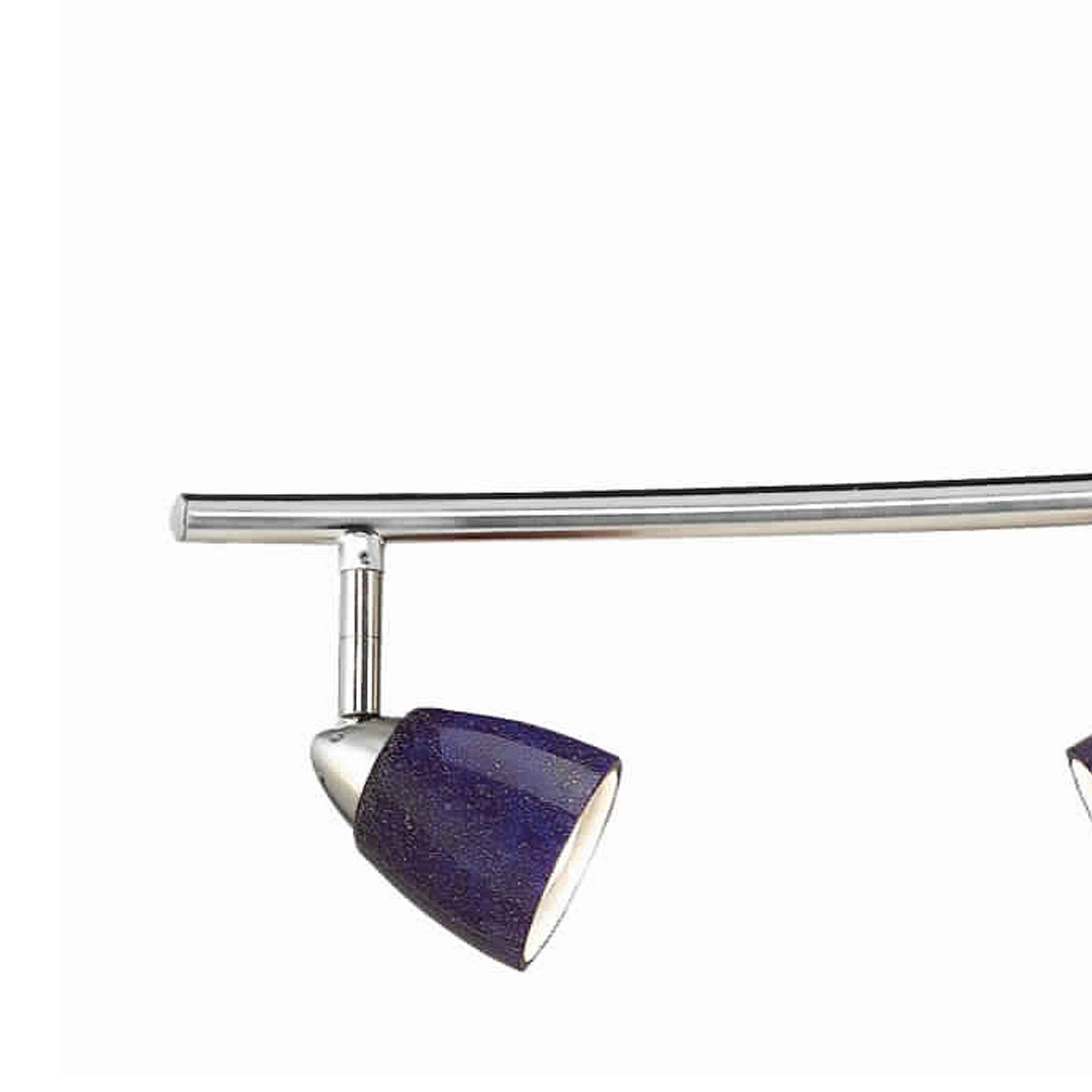 3 Light 120V Metal Track Light Fixture with Glass Shade Blue and Silver-zoom-4