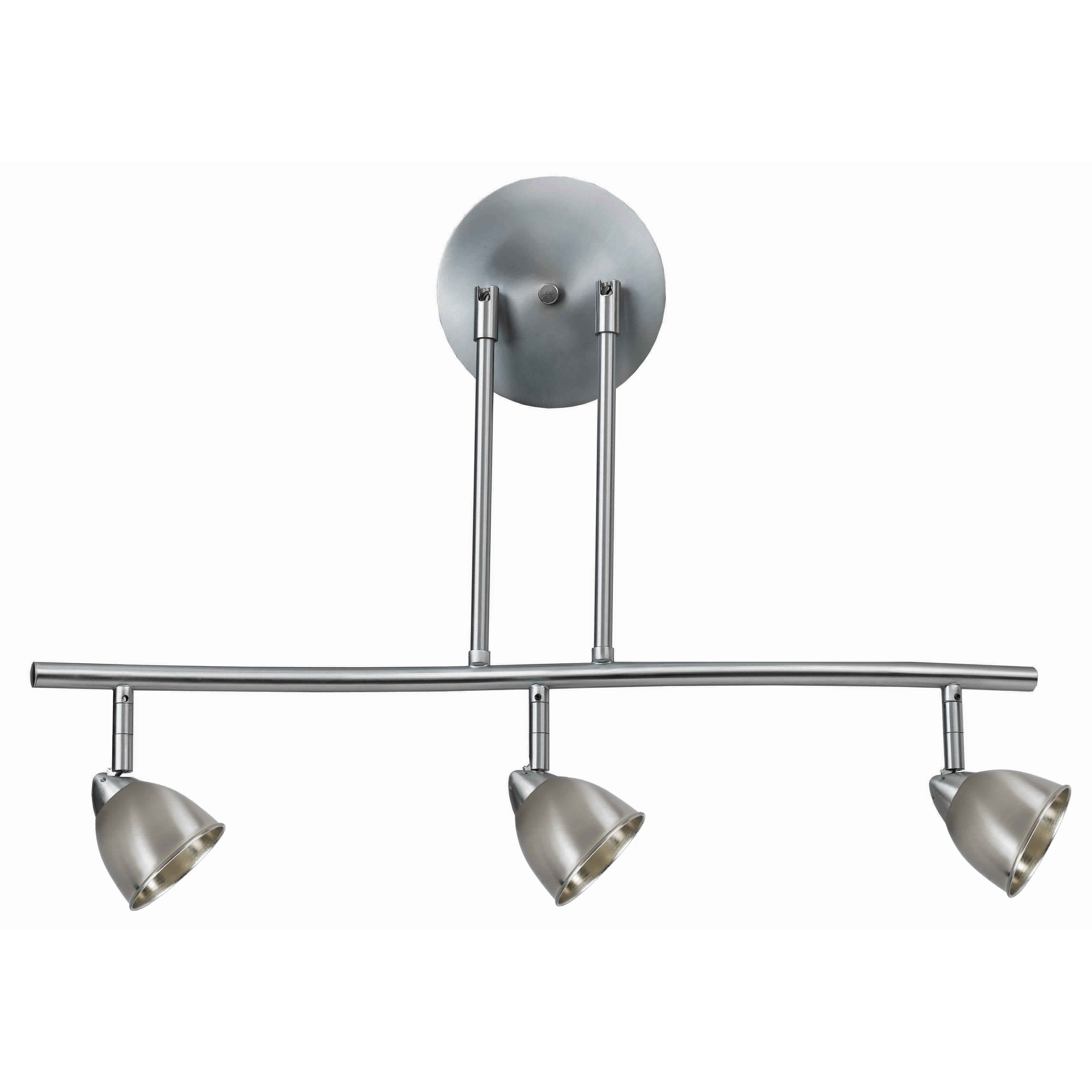 3 Light 120V Metal Track Light Fixture with Round Shade Silver-zoom-1