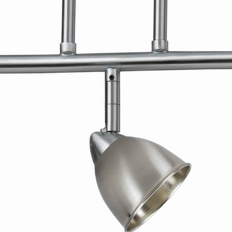 3 Light 120V Metal Track Light Fixture with Round Shade Silver-zoom-