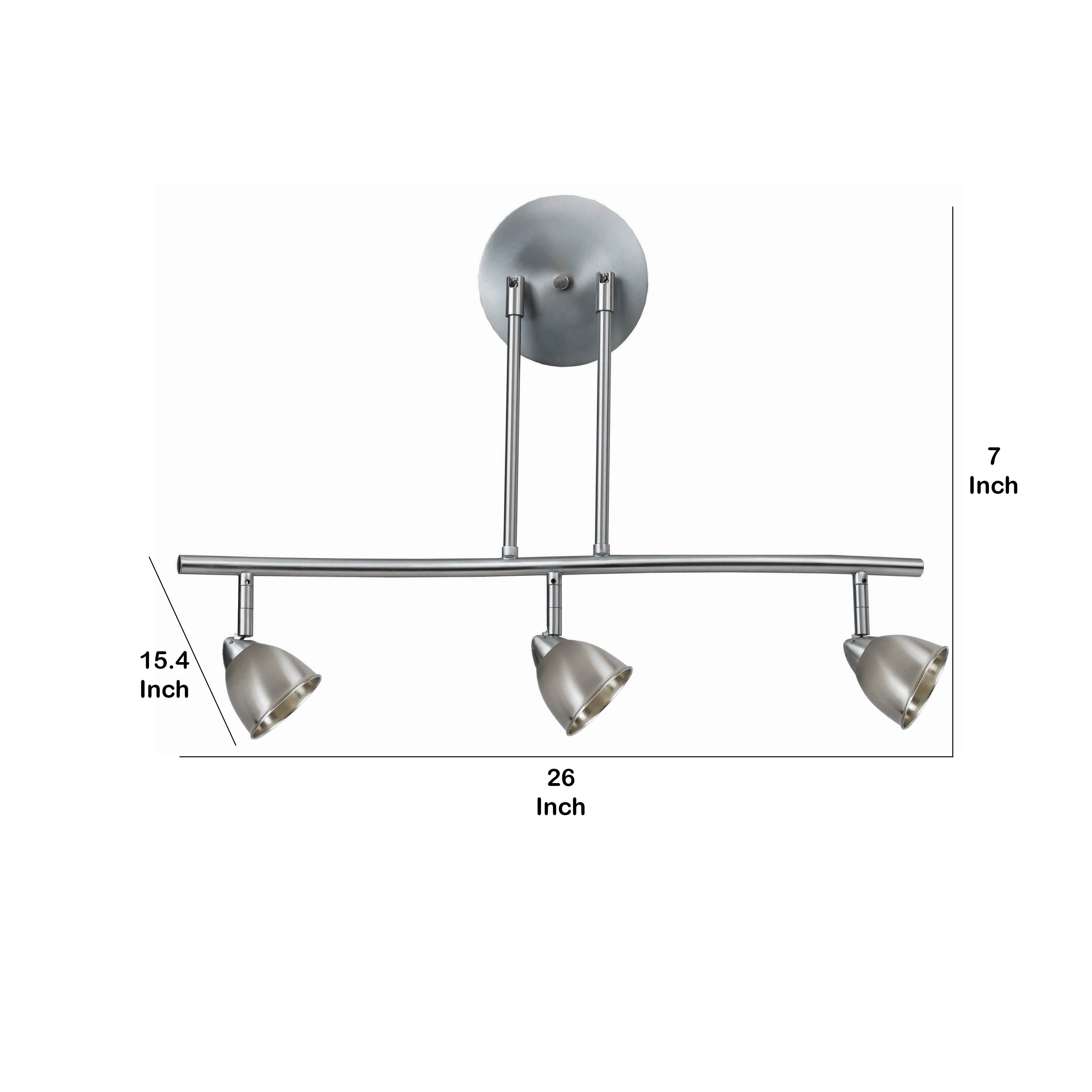 3 Light 120V Metal Track Light Fixture with Round Shade Silver-zoom-5