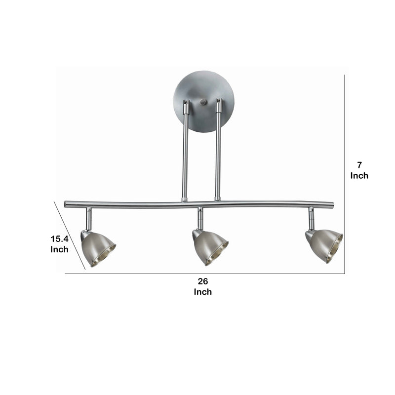 3 Light 120V Metal Track Light Fixture with Round Shade Silver-zoom-