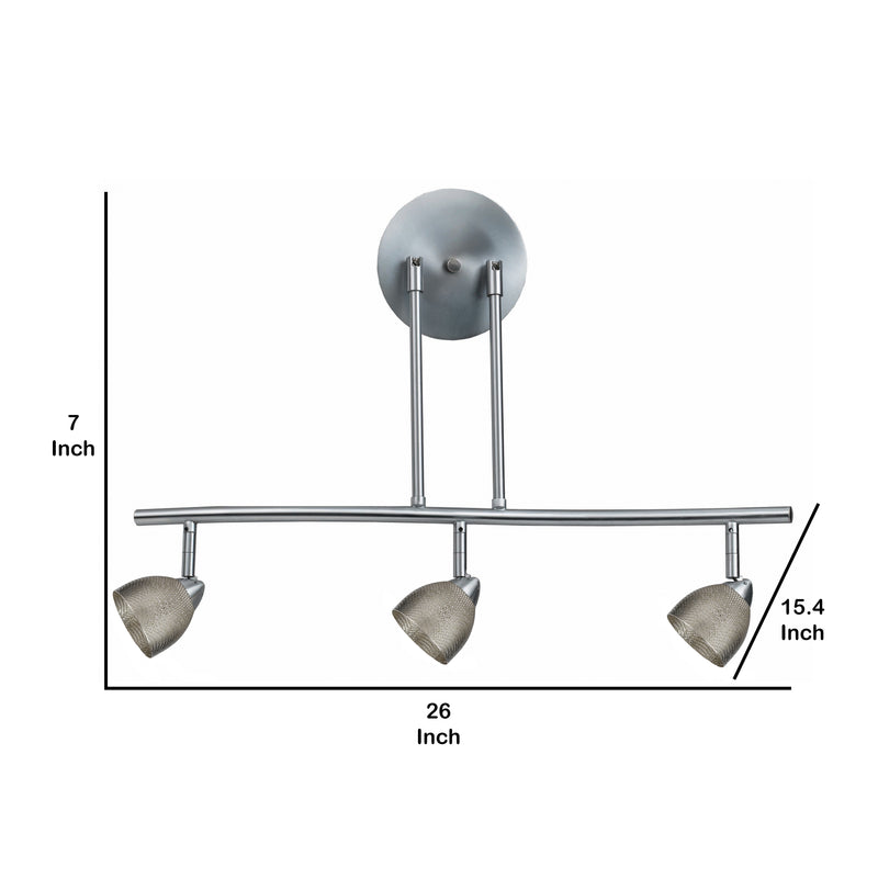 3 Light 120V Metal Track Light Fixture with Mesh Shade Silver-zoom-
