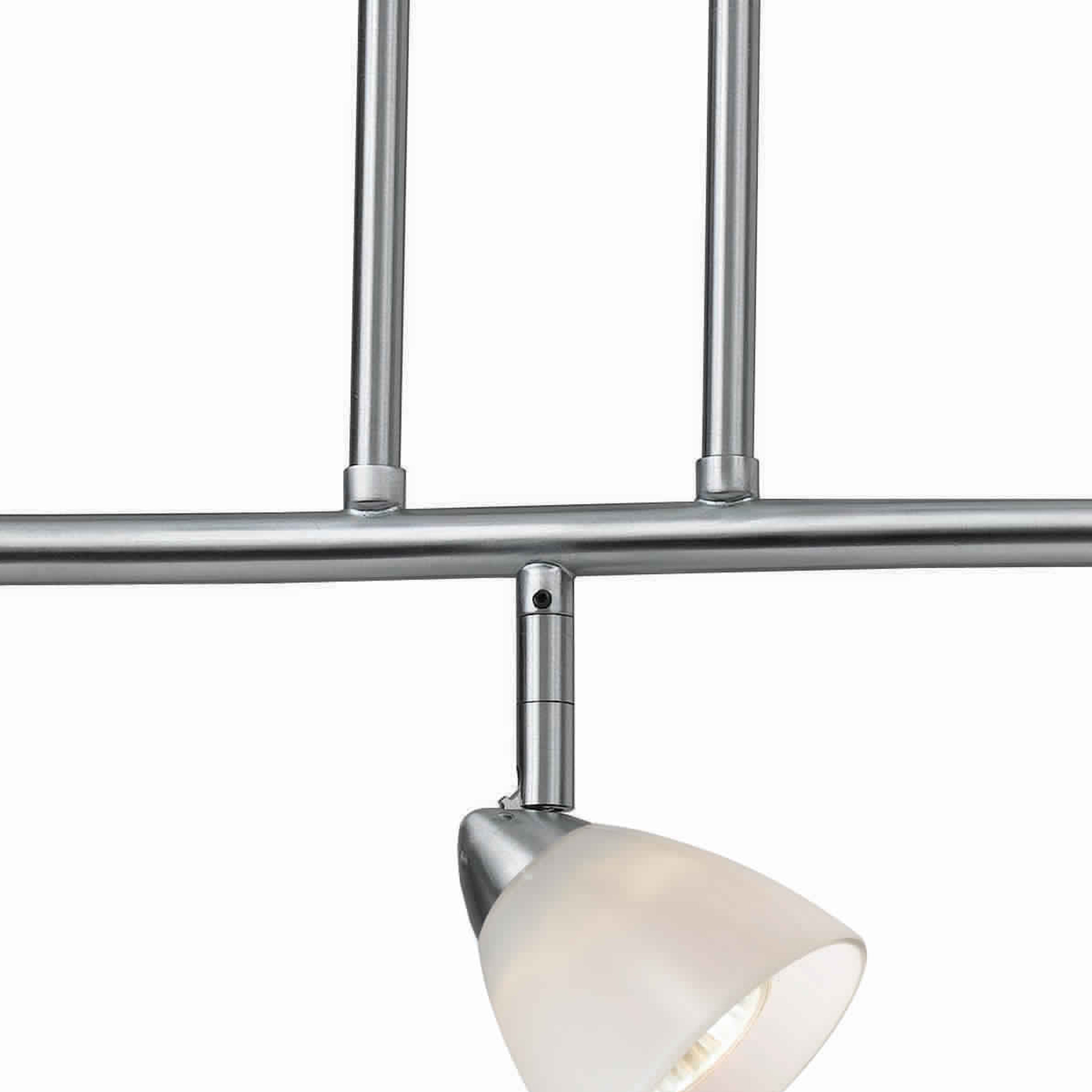 3 Light 120V Metal Track Light Fixture with Glass Shade White and Silver-zoom-3
