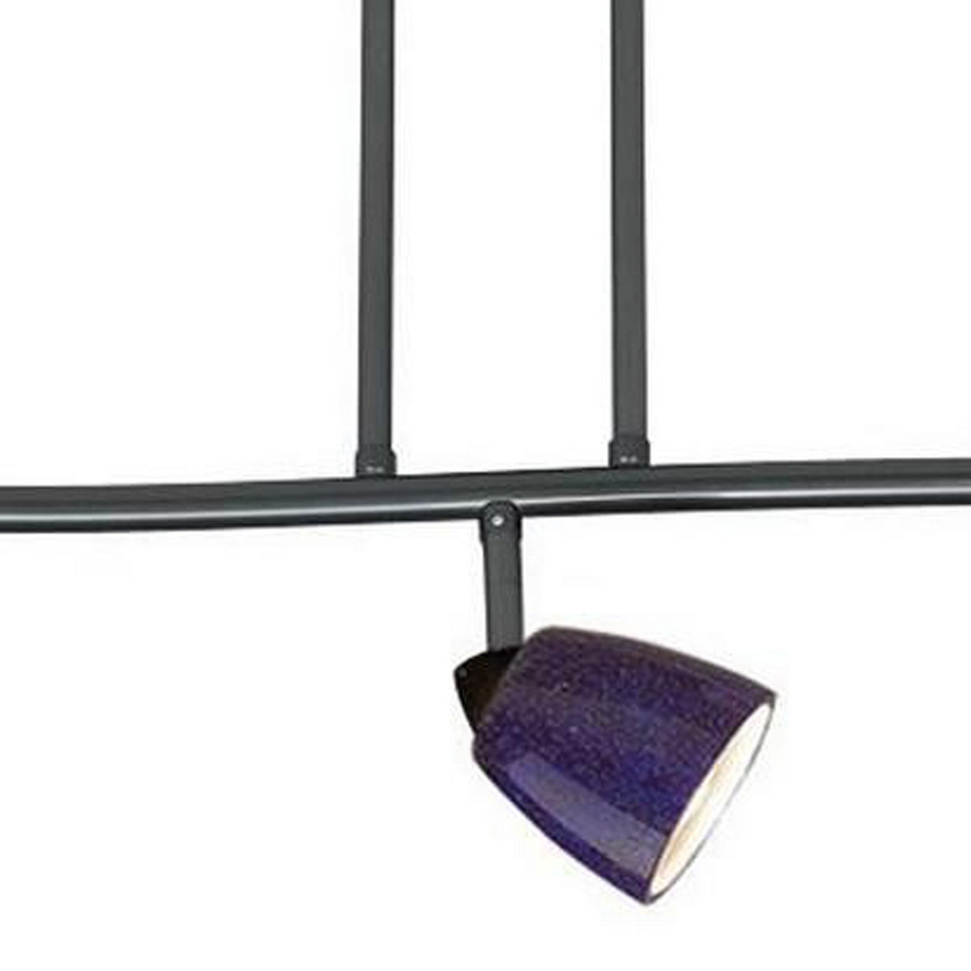 3 Light 120V Metal Track Light Fixture with Glass Shade Black and Blue