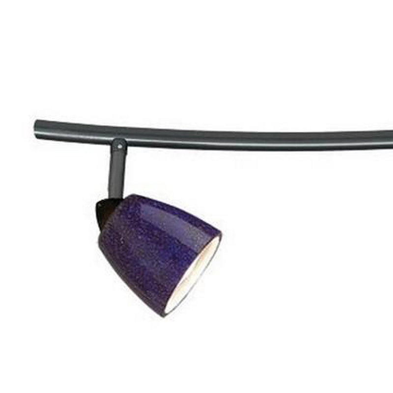 3 Light 120V Metal Track Light Fixture with Glass Shade Black and Blue-zoom-