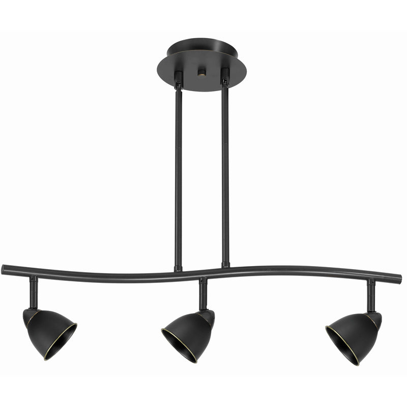 3 Light 120V Metal Track Light Fixture with Round Shade Black-zoom-