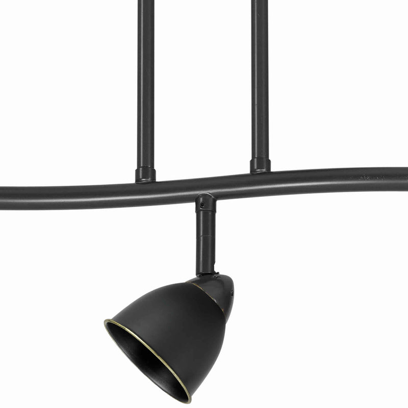 3 Light 120V Metal Track Light Fixture with Round Shade Black-zoom-