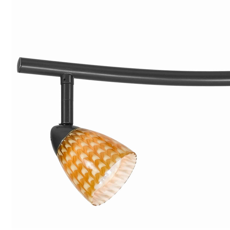 3 Light 120V Metal Track Light Fixture with Glass Shade Black and Yellow-zoom-