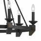 6 Bulb Metal Frame Wagon Wheel Candle Chandelier With Wooden Accents Black