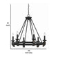 6 Bulb Metal Frame Wagon Wheel Candle Chandelier With Wooden Accents Black