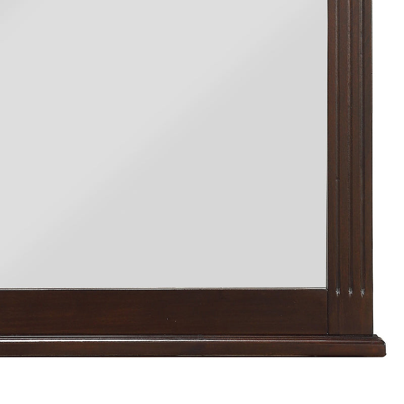 Transitional Wooden Frame Mirror With Routed Pilaster And Curved Top Brown-zoom-