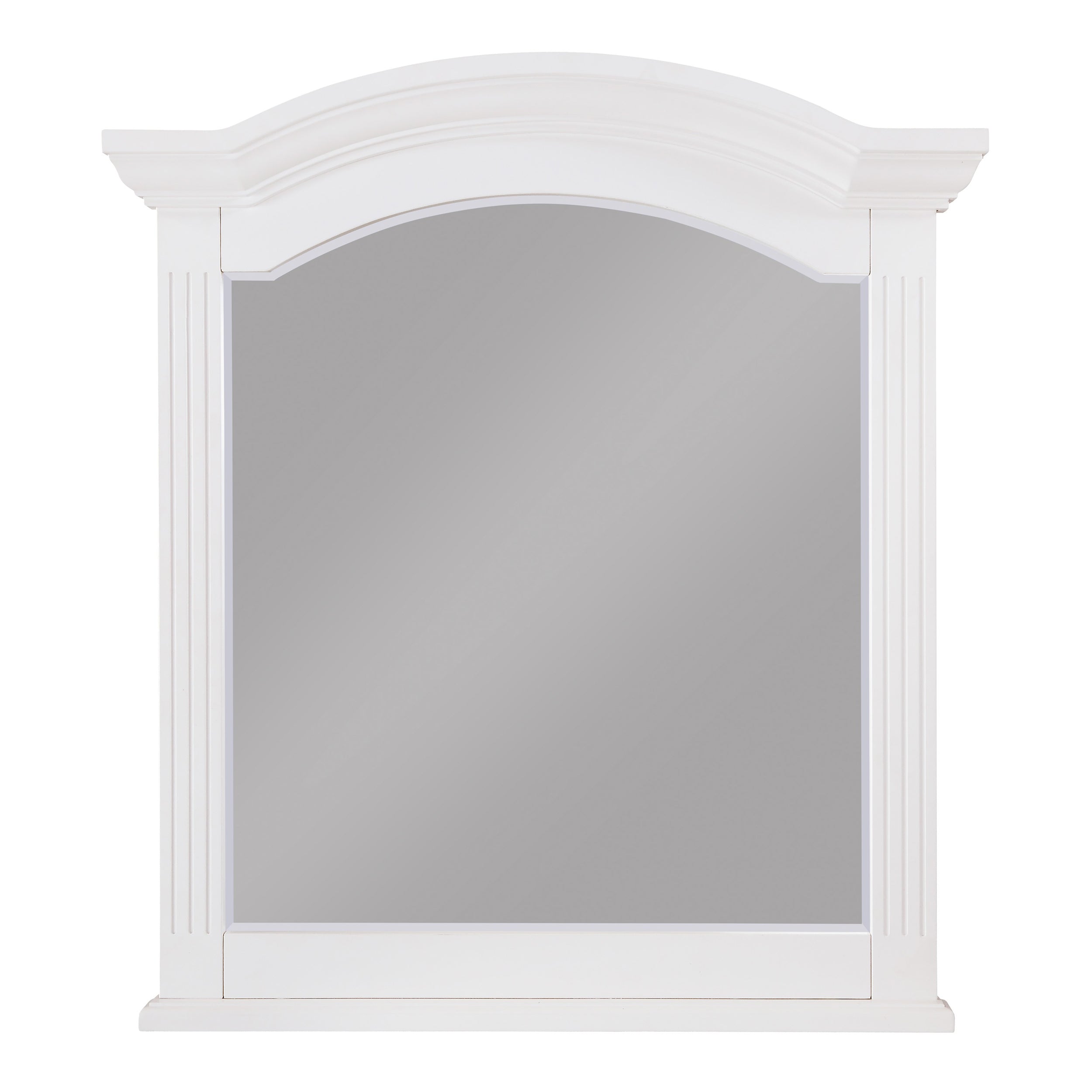 Transitional Wooden Frame Mirror With Routed Pilaster And Curved Top White-zoom-1