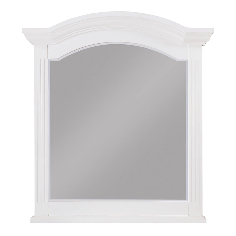 Transitional Wooden Frame Mirror With Routed Pilaster And Curved Top White-zoom-