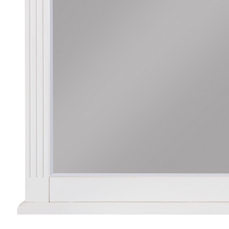 Transitional Wooden Frame Mirror With Routed Pilaster And Curved Top White-zoom-