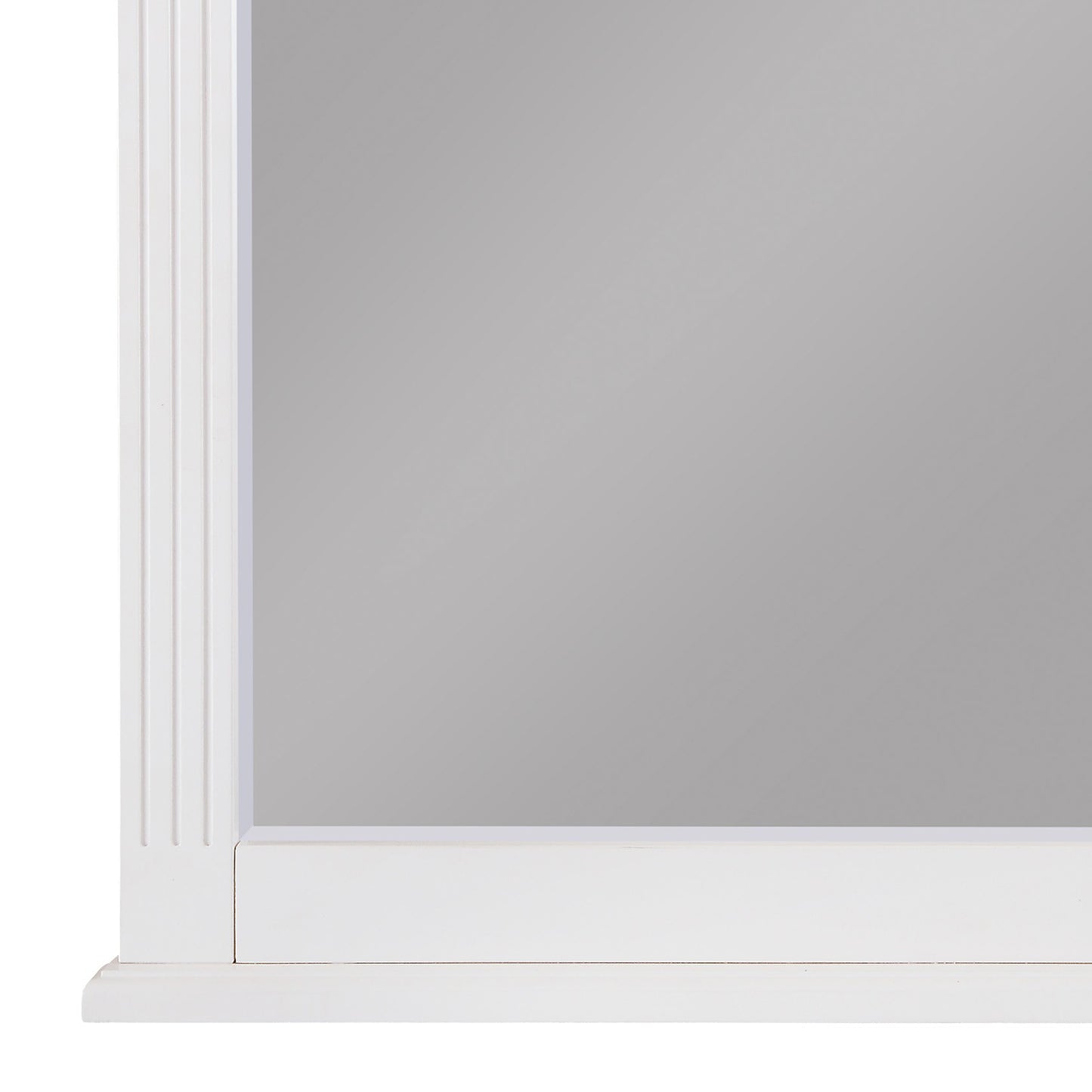 Transitional Wooden Frame Mirror With Routed Pilaster And Curved Top White
