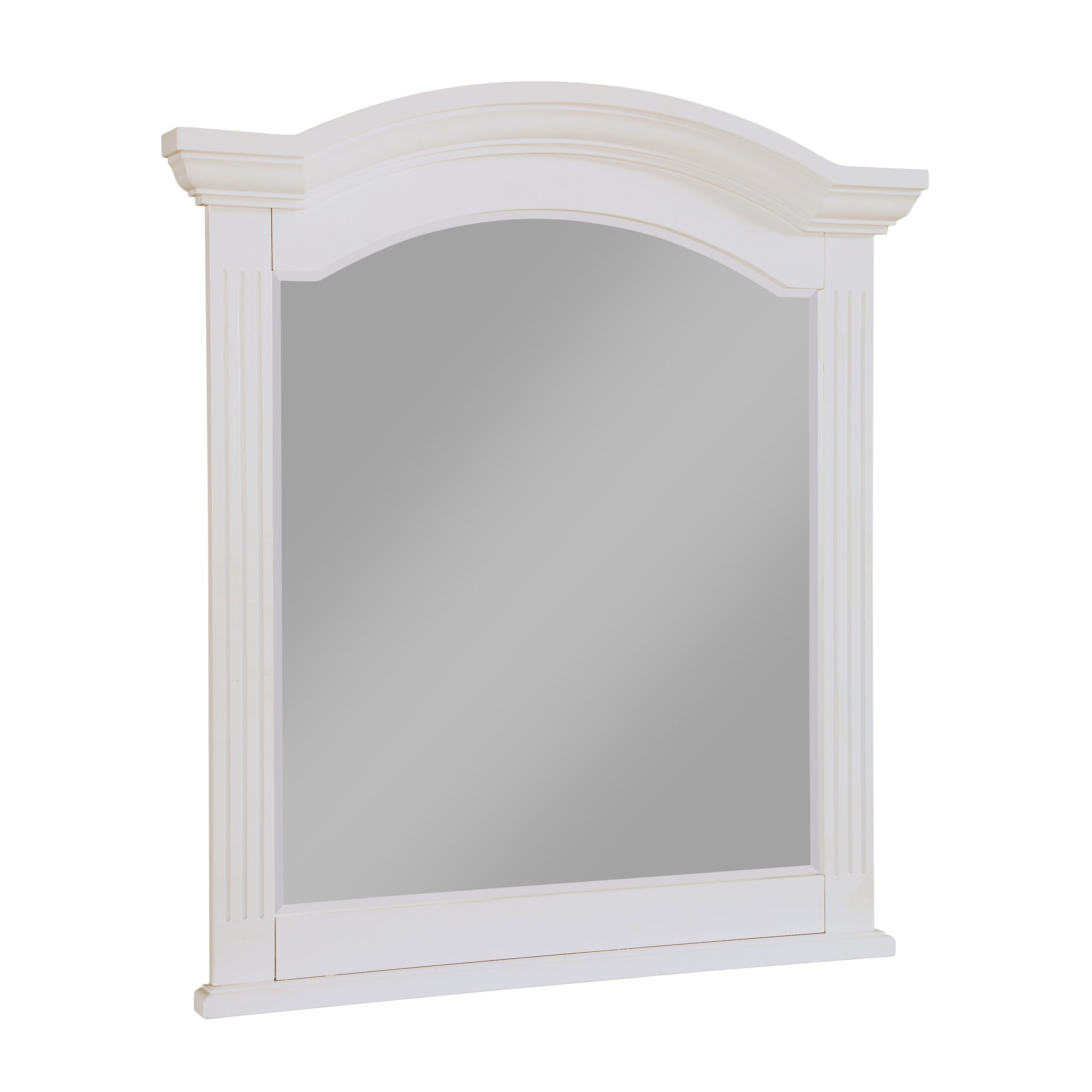 Transitional Wooden Frame Mirror With Routed Pilaster And Curved Top White-zoom-3